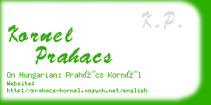 kornel prahacs business card